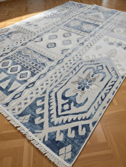 Arabian Blue Boho Turkish Carpet