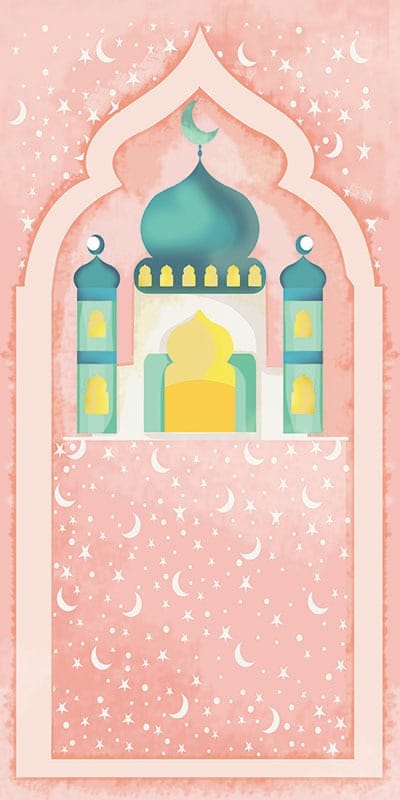 Light-SkyBlue Pink Cotton Praying Rug